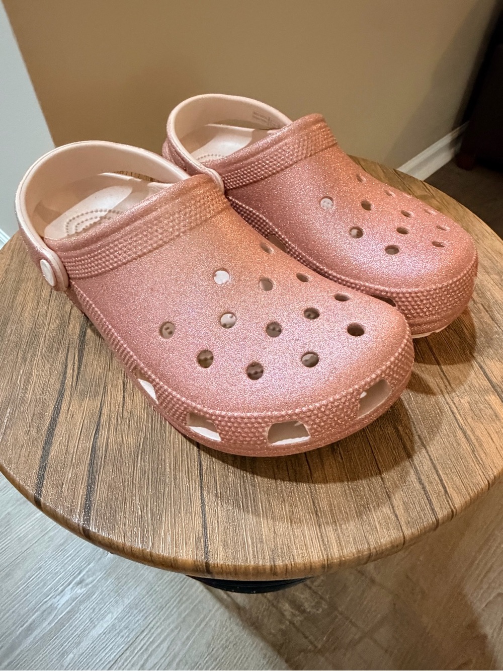 Rose Gold Glitter Crocs- Women's